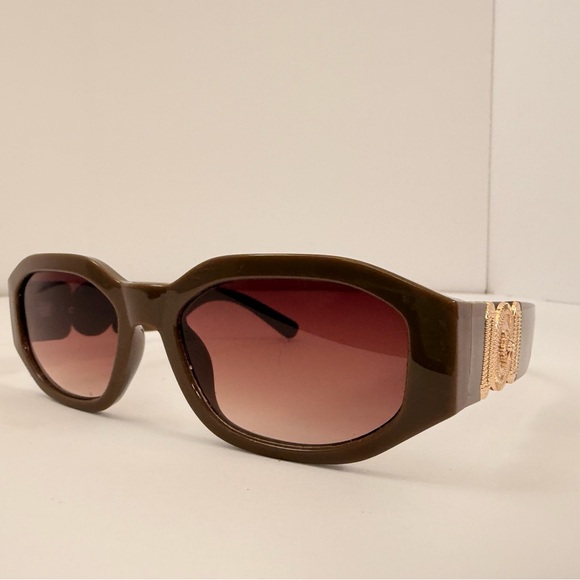 Accessories - Women’s Olive Brown Sunglasses with Gold Temple Accent